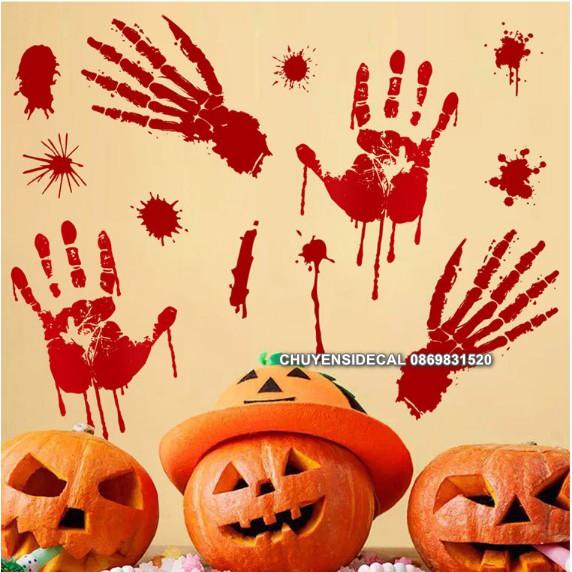 Decal trang trí tường HALLOWEEN - CẶP TAY MÁU KINH DỊ