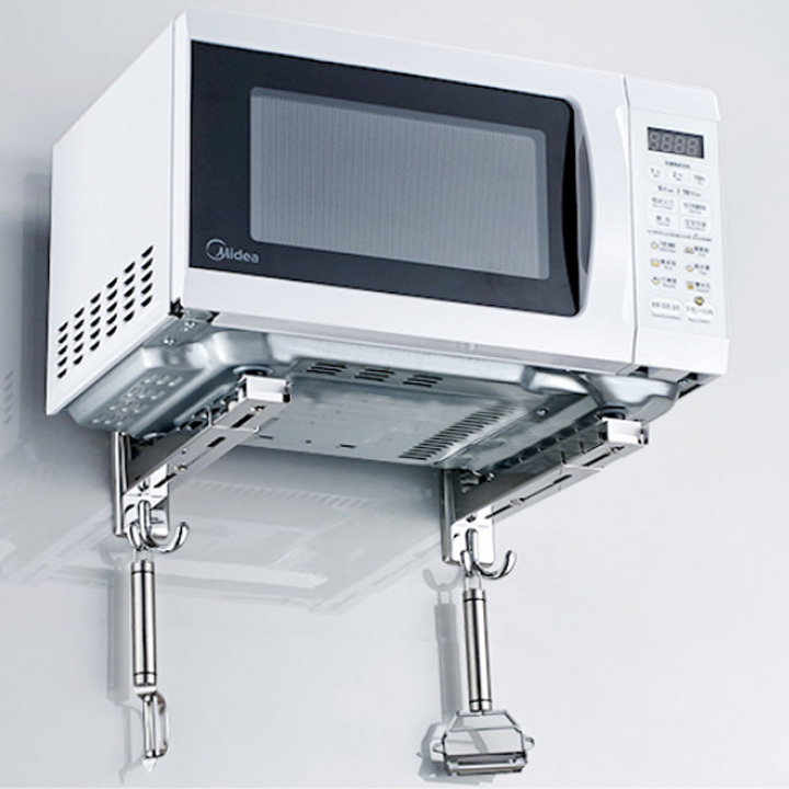 Giá để lò vi sóng loại treo tường bằng inox 304, có móc treo, có thể gấp gọn