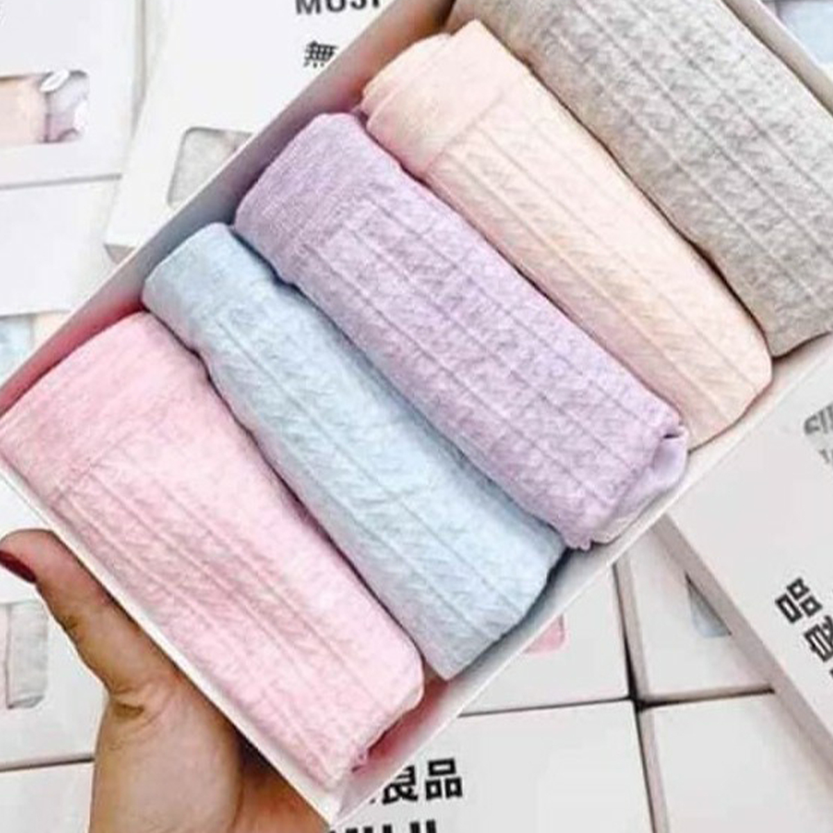 Set 5 quần lót nữ vân muối tiêu cotton kháng khuẩn thông hơi siêu mát