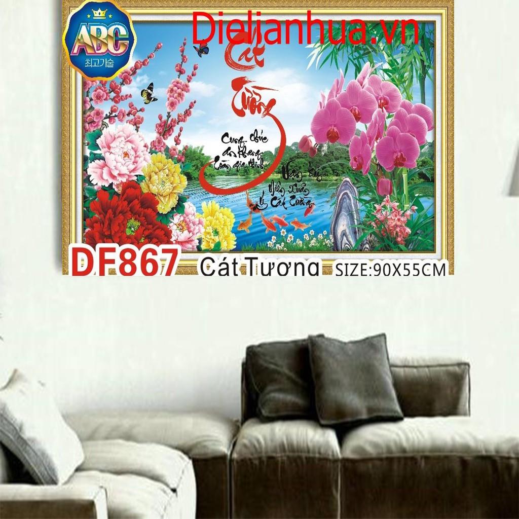 Tranh đá mẫu đơn cát tường DF867 - kích thước: 90 * 55cm.