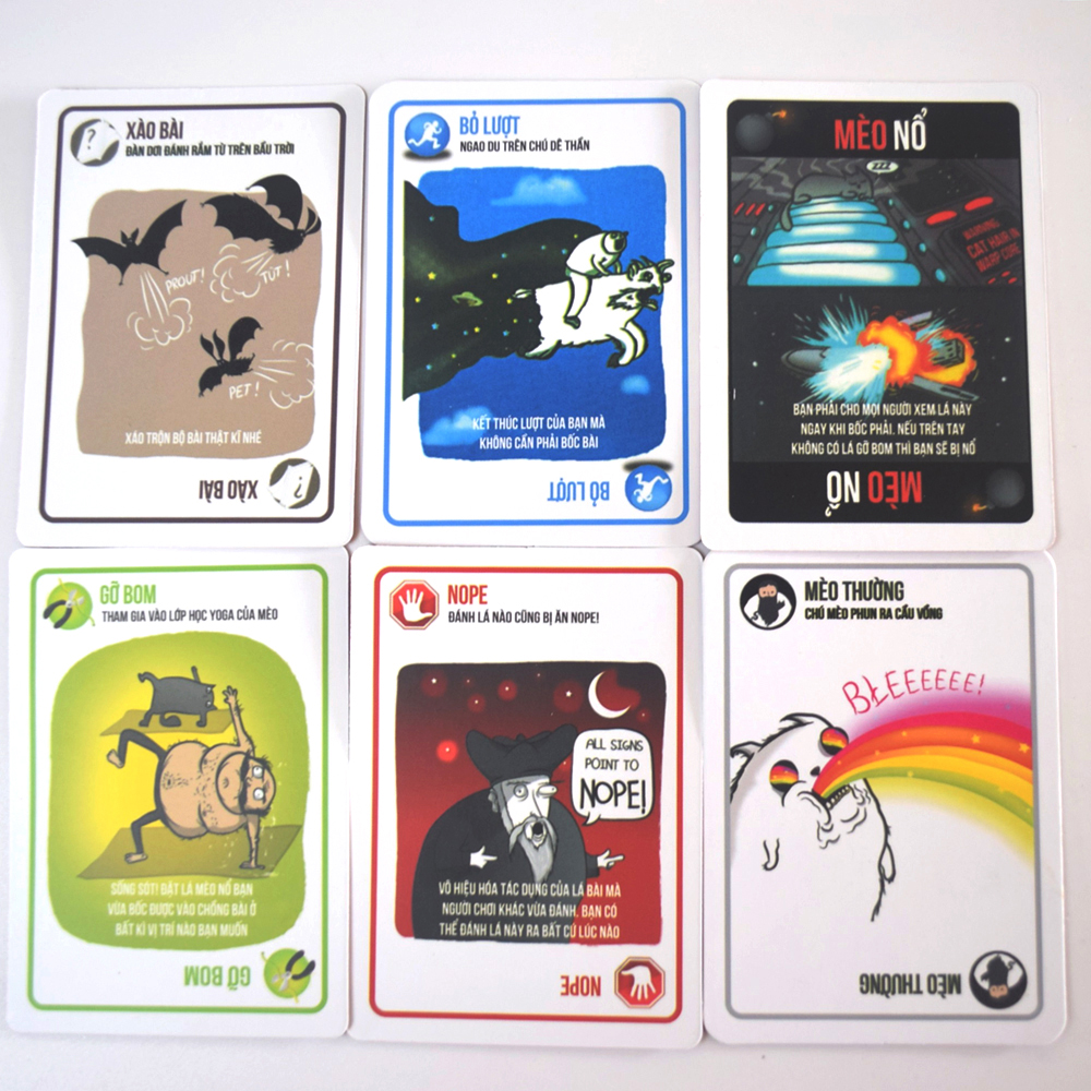 Bài Mèo Nổ Giá Rẻ Việt Hóa Lá Bài 2021 Exploding Kittens 56 Lá Cán Màng Chất Giấy Dày Dặn Rẻ Sập Sàn