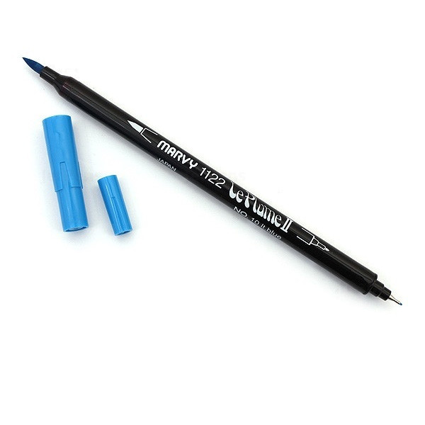 Bút lông hai đầu màu nước Marvy LePlume II 1122 - Brush/ Extra fine tip - Lt.Blue (10)