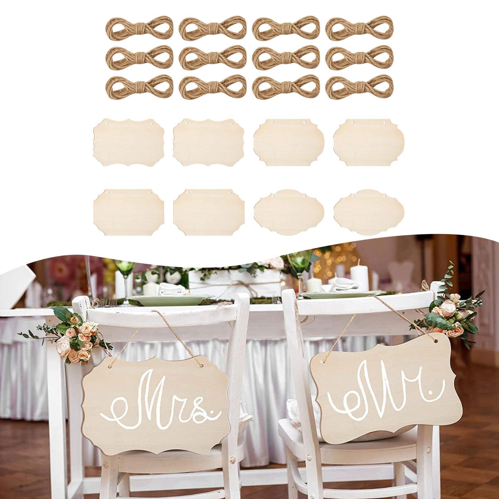 12 Pieces Unfinished Hanging DIY Blank Wooden Plaque for Bar Party