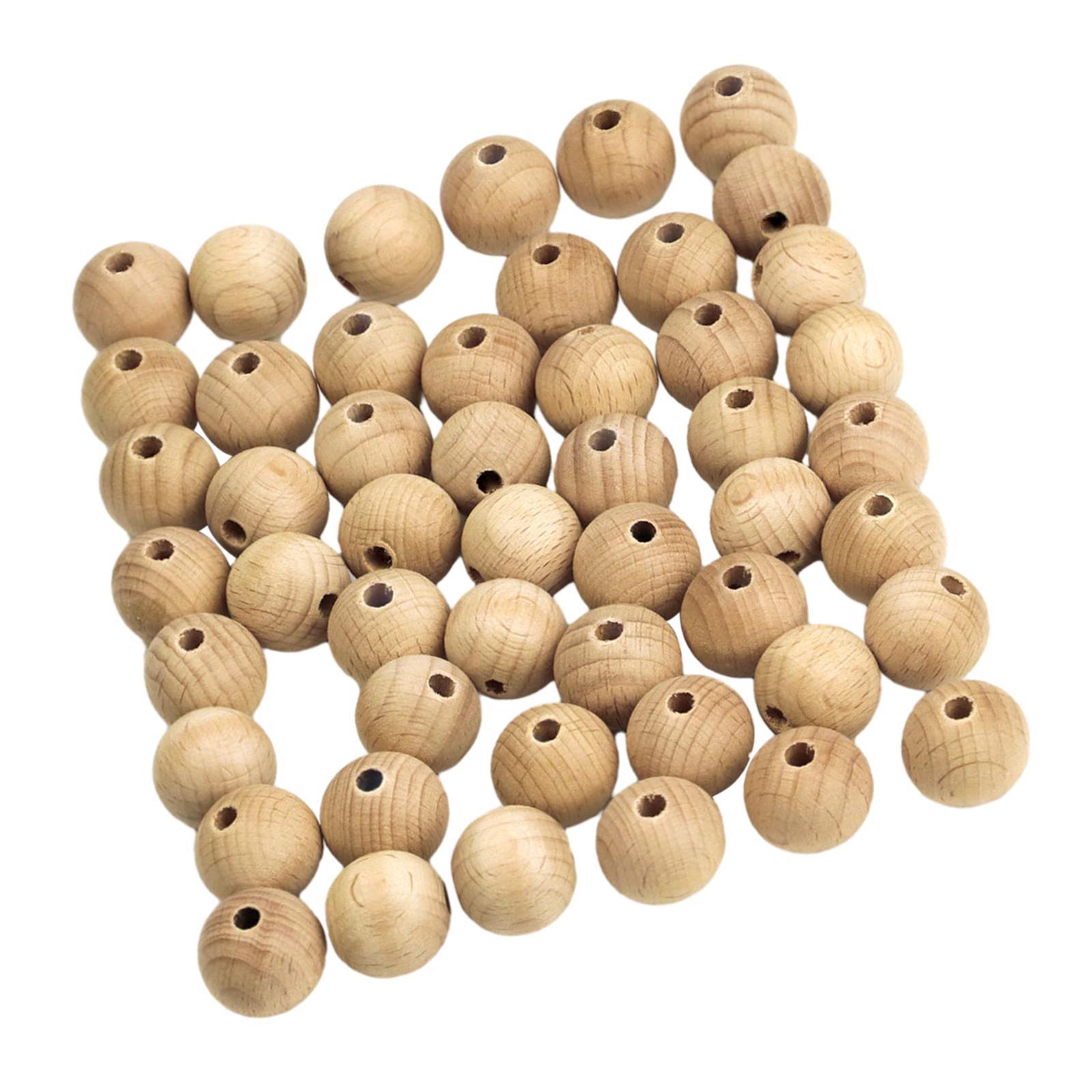 50x Wooden Beads Spacer Beads Craft Round Beads Unfinished Wood Beads for Tiered Tray Decor Party Holiday Decoration Supplies