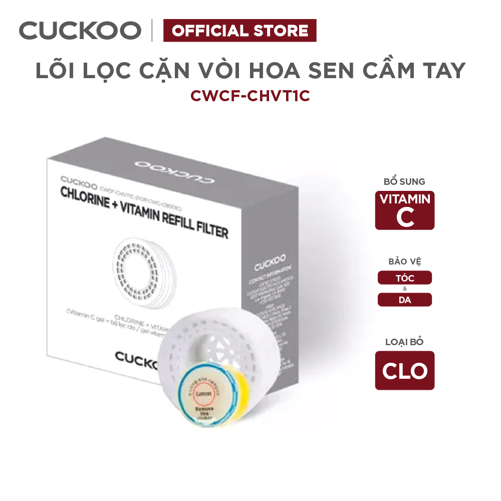 Phụ kiện vòi sen Cuckoo CWCF-CHVT1C: Lõi bổ sung vitamin C và Lõi Clo - Hàng chính hãng