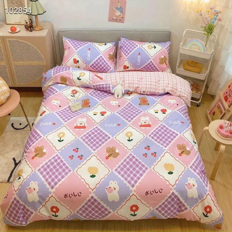 Set Cotton Living 100% cotton Hàng nhập khẩu Cao Cấp 4 Món Hoạ Tiết Đáng Yêu