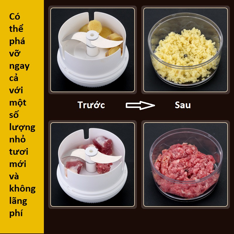 Máy Xay Tỏi Ớt Đa Năng huỳnh tân Dụng Cụ Cầm Tay Mini say hành, tỏi, ớt, thịt, cá, băm nhỏ rau củ quả thực phẩm - hàng nhập khẩu