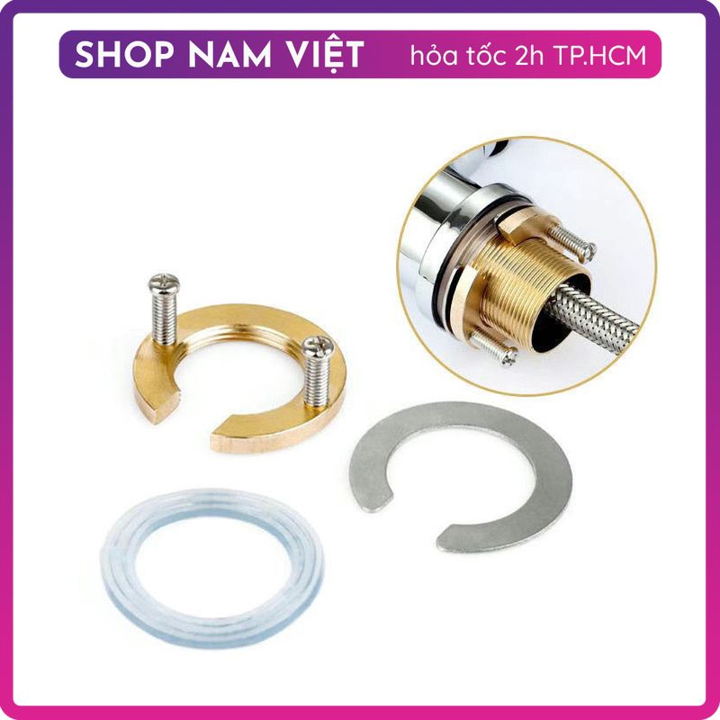 1 Bộ Đai Ốc Đệm Cao Su Cố Định Chân Vòi Nóng Lạnh, Rửa Chén, Lavabo (D32mm)