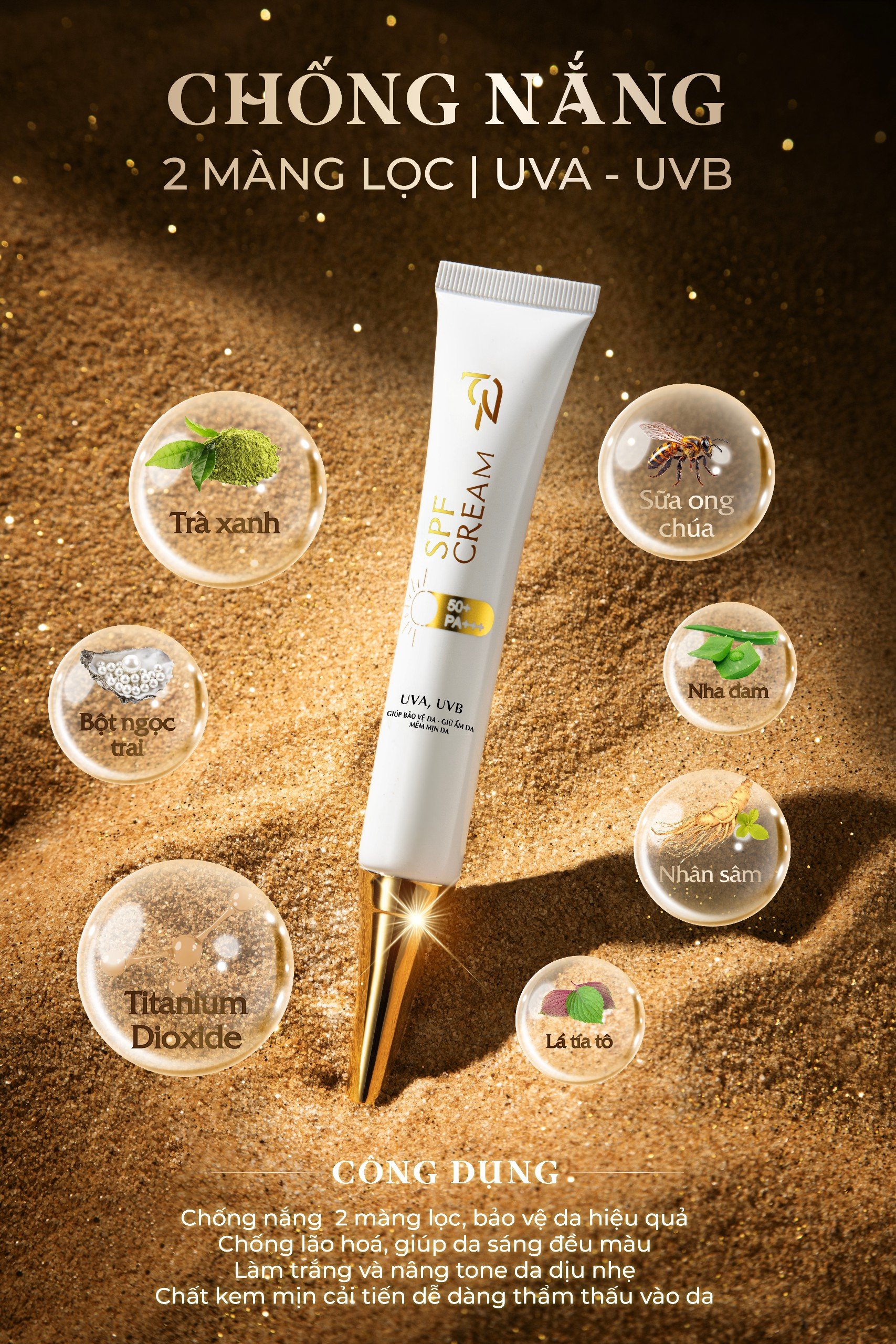 Kem Chống Nắng Collagen X3 Mỹ Phẩm Đông Anh Chính Hãng 20g Nâng Tông Dưỡng Ẩm Trắng Da Spf 50+++