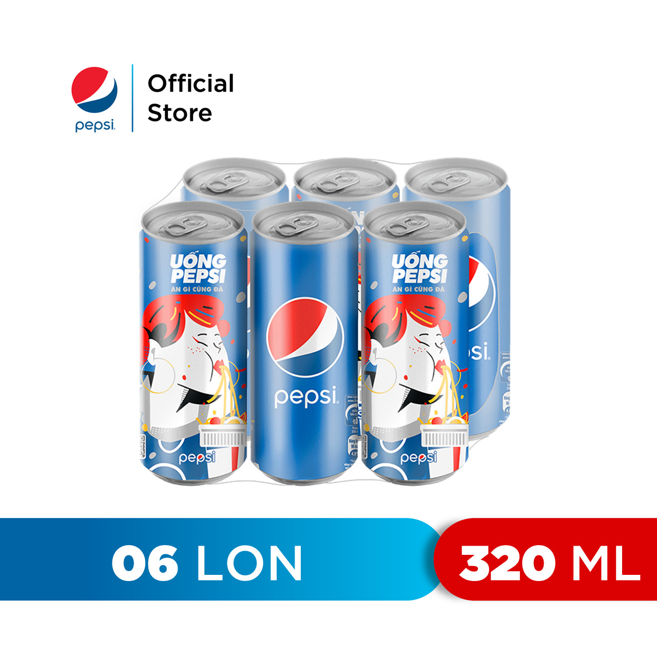 Lốc 6 Lon Nước Ngọt Có Gaz Pepsi
