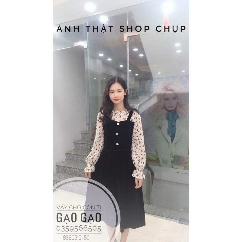 Váy nhung phối voan hoa sang chảnh KÈM ẢNH THẬT