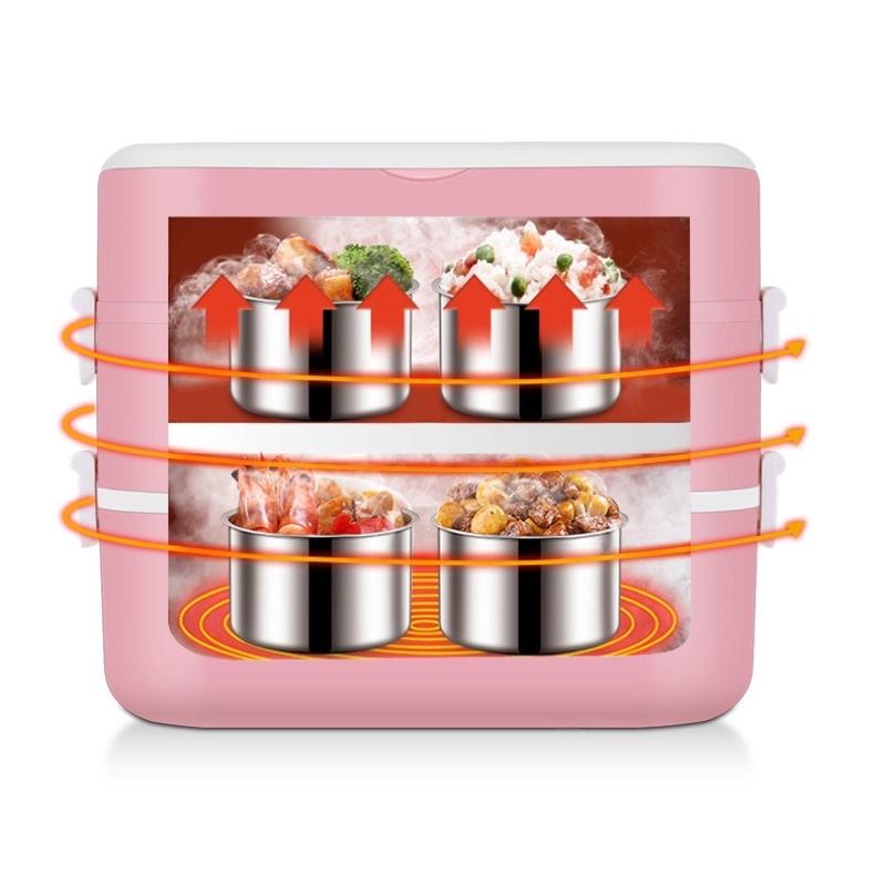Hộp Cơm Điện Hâm Nóng Và Tự Nấu Chín 2 Tầng 4 Khay