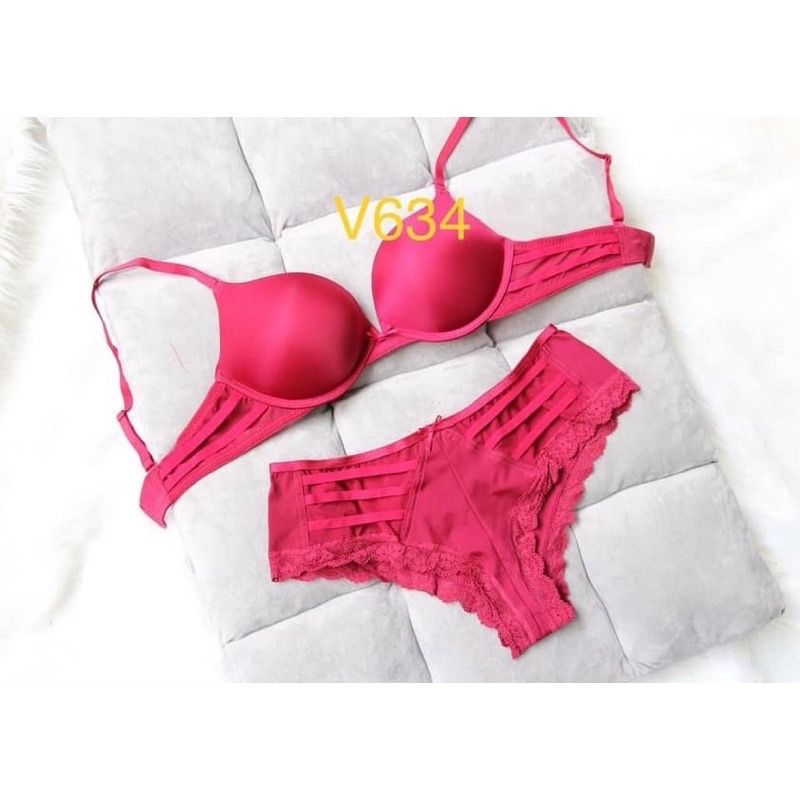 [ Size 34, Đỏ ] Bộ Lót Xuất Trơn Quảng Châu Cao Cấp, Mút Dày 3cm Siêu Nâng Ngực, Tạo Khe V634