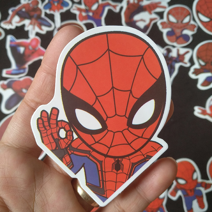 Bộ Sticker dán cao cấp chủ đề SPIDER MAN - NGƯỜI NHỆN - Dùng dán Xe, dán mũ bảo hiểm, dán Laptop...