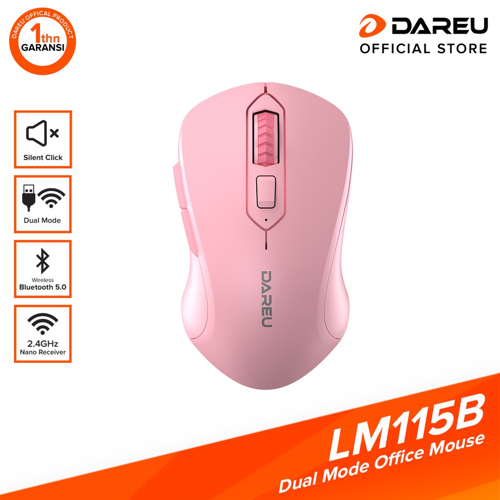 Chuột không dây Bluetooth 5.0 Dareu LM115B + Wireless 2.4GHz ( Silent Switch ) - Hàng chính hãng
