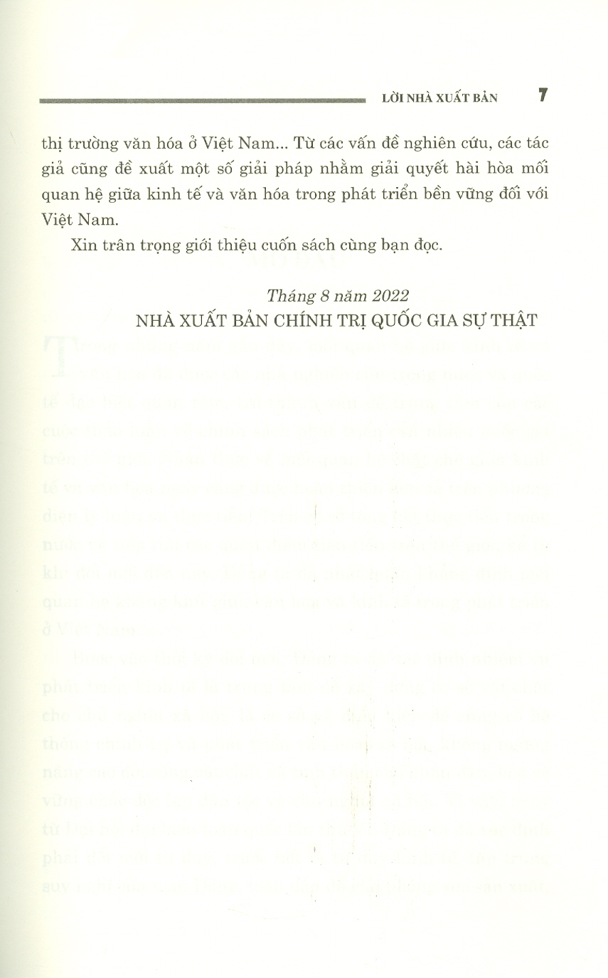 Mối Quan Hệ Giữa Kinh Tế Và Văn Hóa - Những Vấn Đề Lý Luận Và Thực Tiễn Ở Việt Nam Hiện Nay (Sách chuyên khảo)