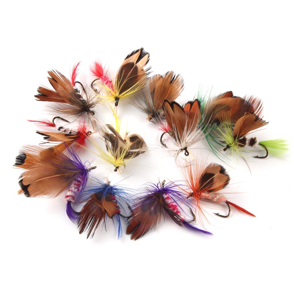 24Pcs Trout Fly Fishing Flies Dry Lures Baits Tackle Hooks Set + Fly Box