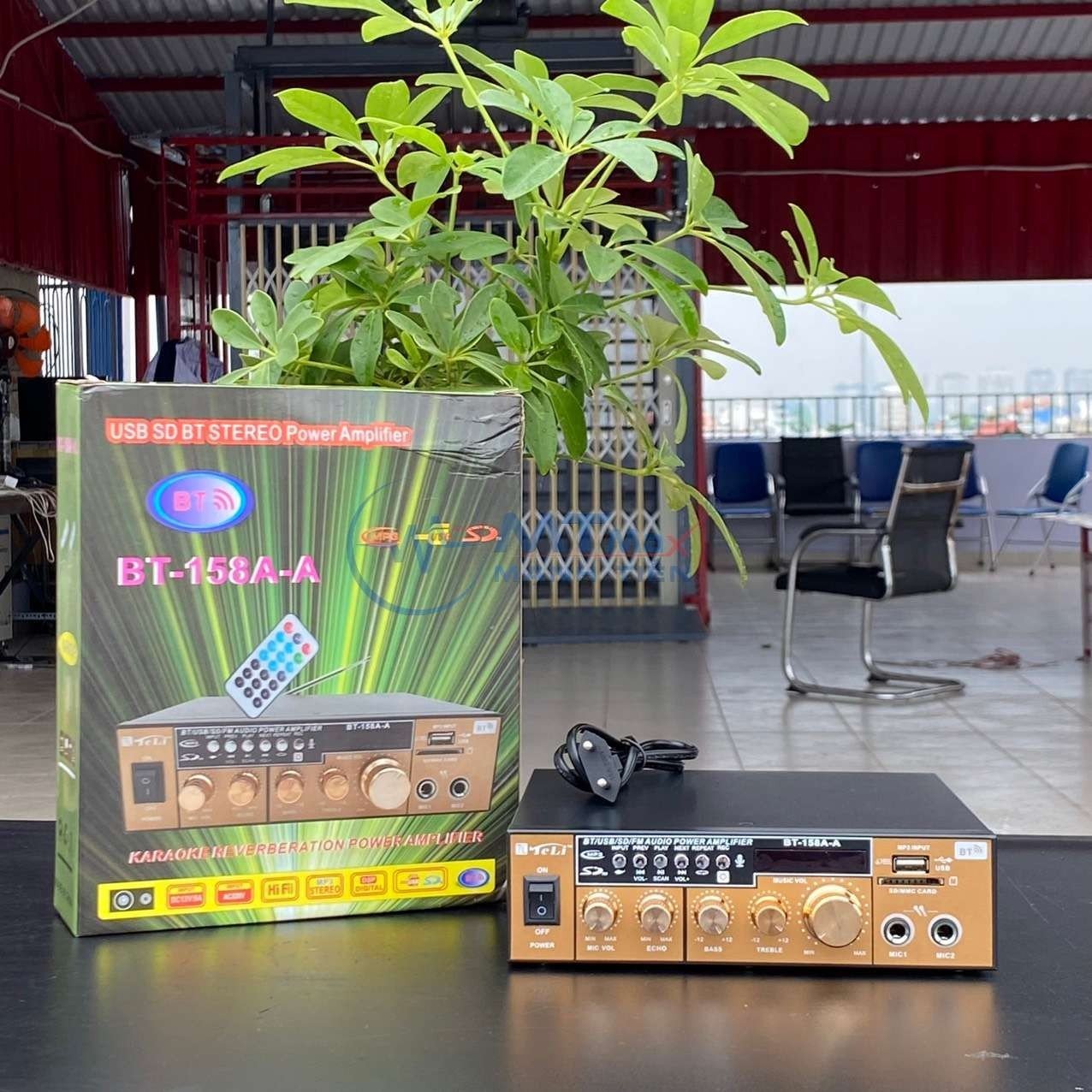 Amply Mini BT 158A - Hệ Thống Tản Nhiệt Thông Minh, Hỗ Trợ Bluetooth 5.0, Đa Chức Năng, Điều Chỉnh Echo Treble Bass