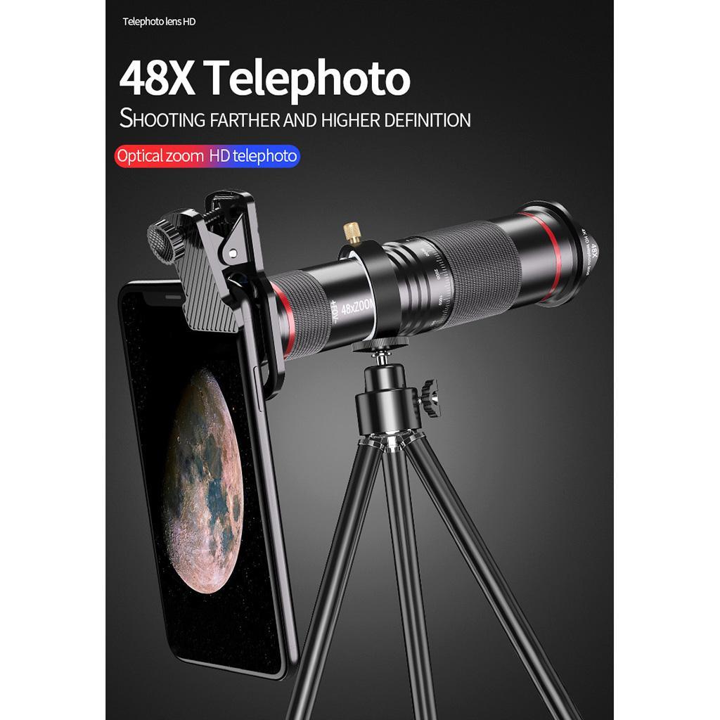 48X Optical Zoom Telescope Telephoto Lens Clip on for Mobile Cell Phone Camera