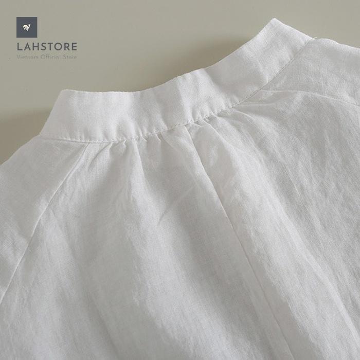 Áo sơ mi nữ linen tay cánh rơi trẻ trung LAHSTORE, phong cách Hàn Quốc