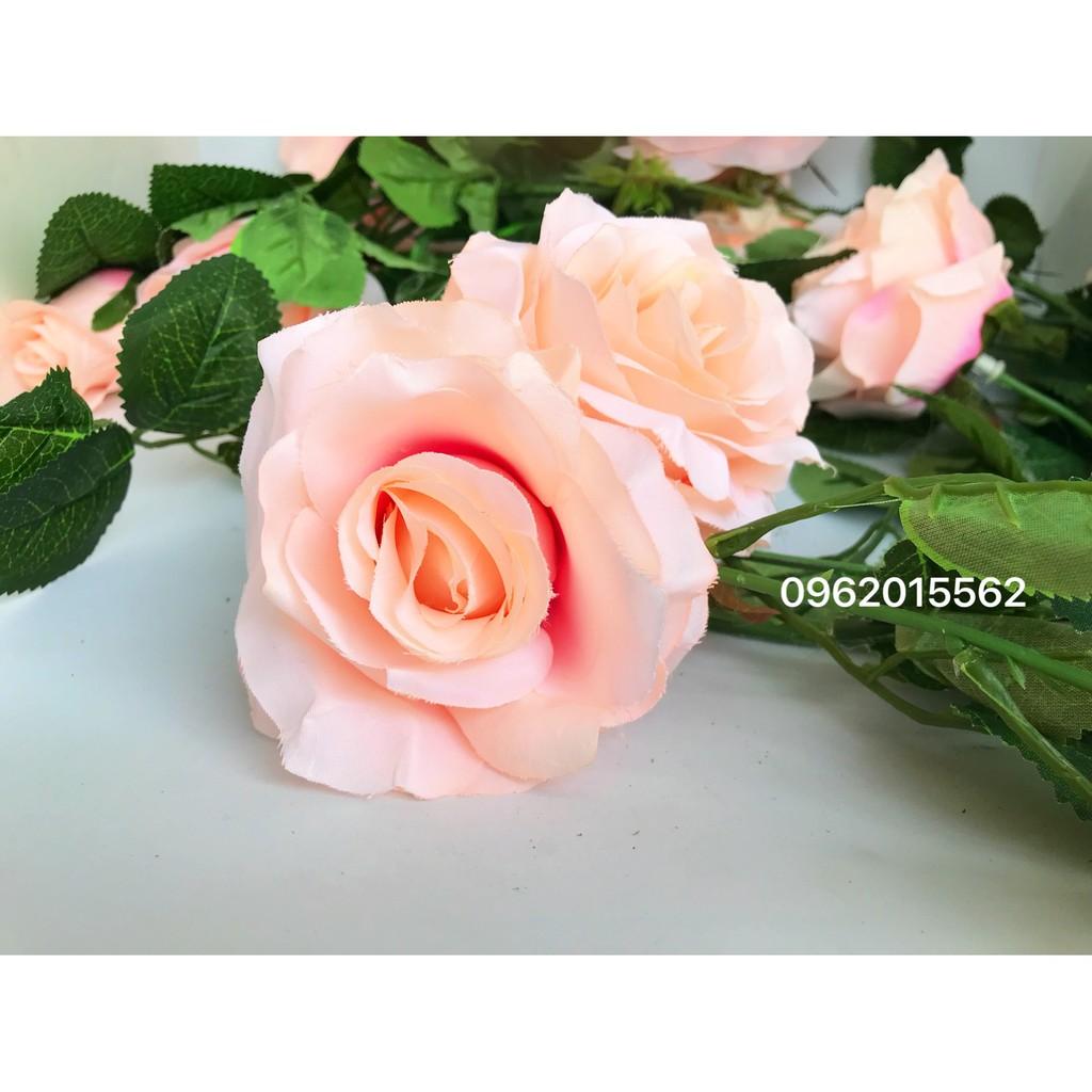 Hoa lụa - Dây leo hoa hồng 12 bông 180cm