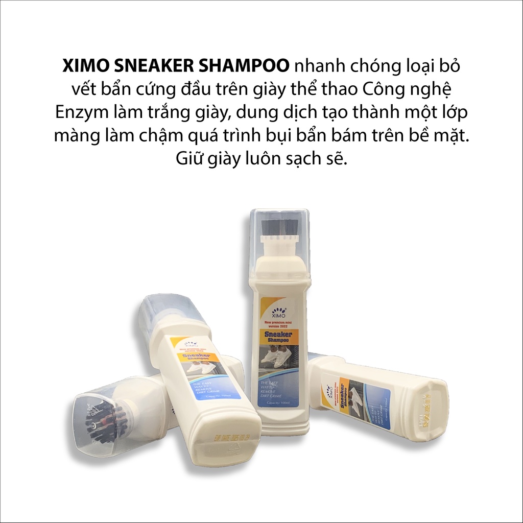 Chai Vệ Sinh Giày Ximo Sneaker Shampoo Loại Cao Cấp Tẩy Vết Bẩn, Vết Ố Vàng, Vết Ẩm Mốc CLEANTOP