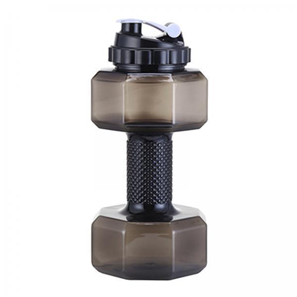 2x Big Capacity PETG Friendly Cup Dumbbell Shape Drinking Water Bottles Barbell Kettle Body Training Bottle () for Outdoor Camping Travel