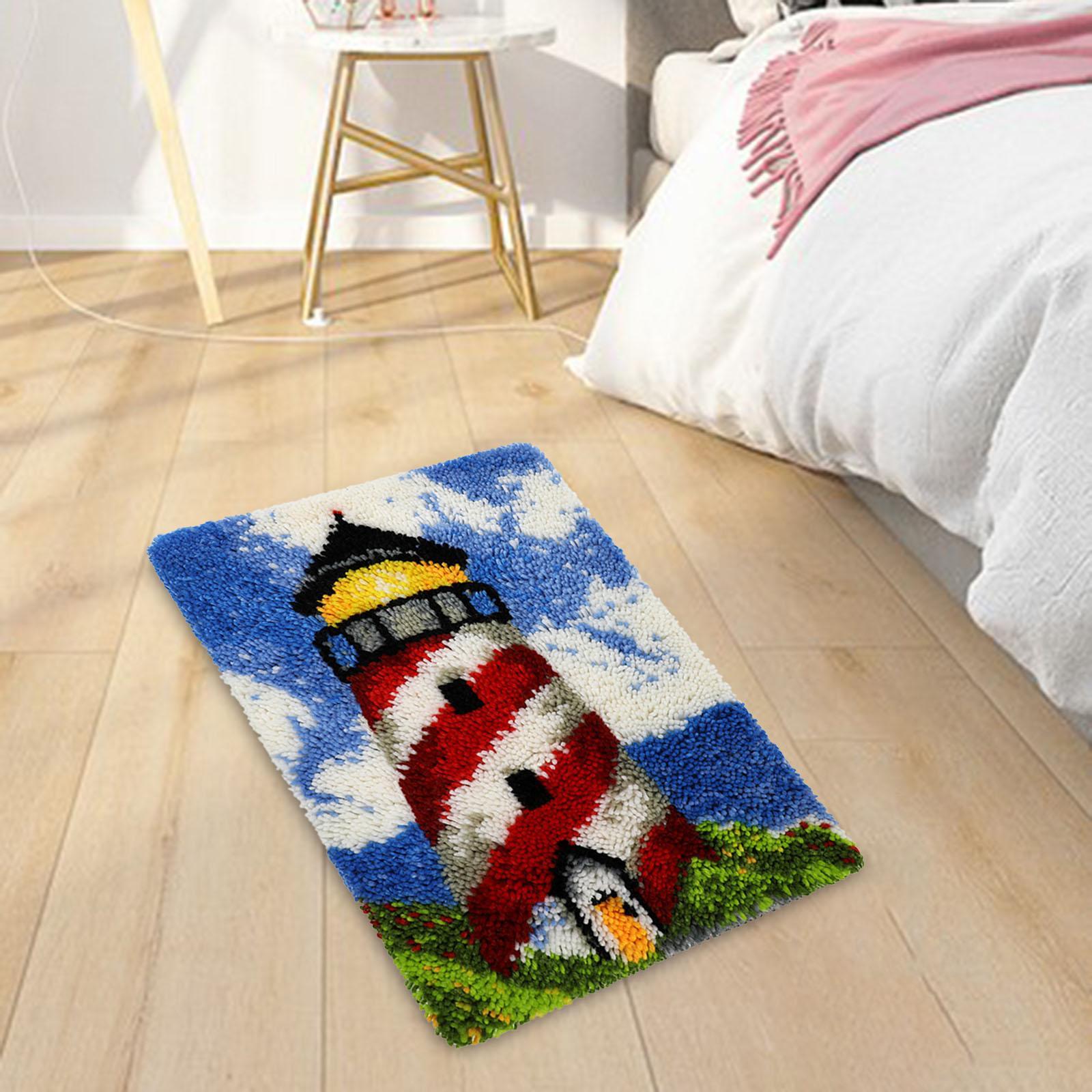 DIY Latch Hook Craft Kit Embroidery Carpet Set Cross Stitch Kit Color Pattern Needlework for Home Decoration Beginners Adults Kids Gift