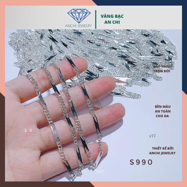 Vòng cổ bạc cho bé trai, dây chuyền trẻ em bạc ta nguyên chất Anchi jewelry