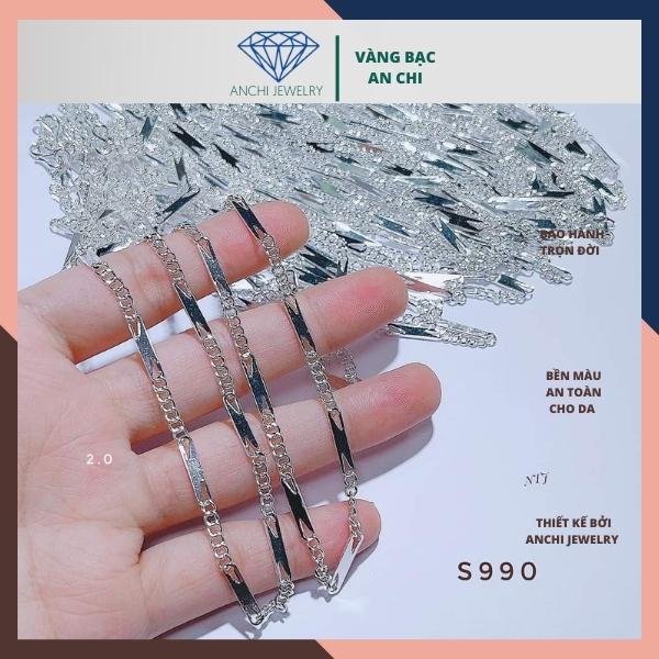 vòng cổ bạc cho bé trai, dây chuyền trẻ em bạc ta nguyên chất Anchi jewelry