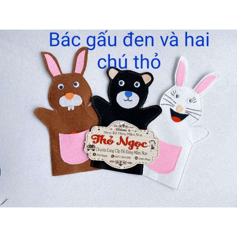 3 Rối bàn tay bằng nỉ- Đồ dùng mầm non bằng nỉ- Nhân vật câu truyện bằng vải nỉ