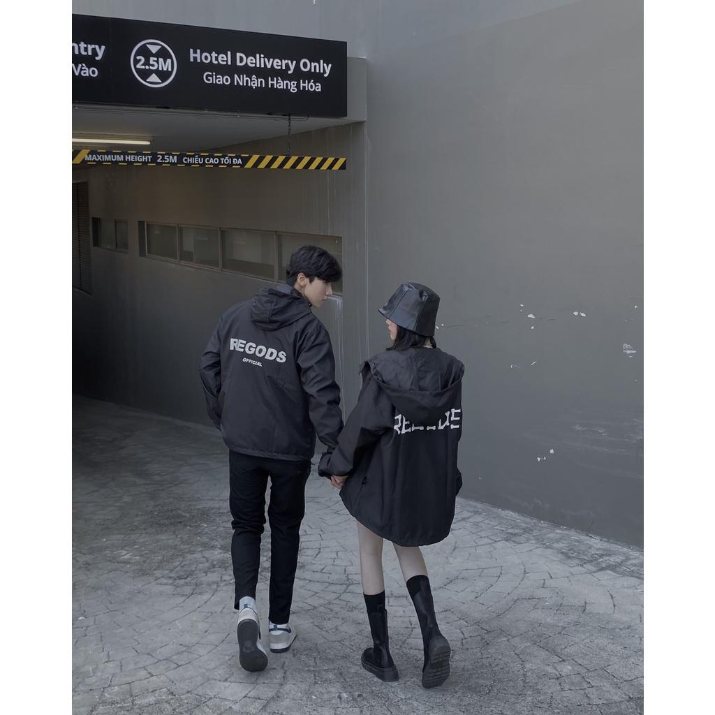 Áo Khoác Dù In Phản Quang REGODS unisex form rộng
