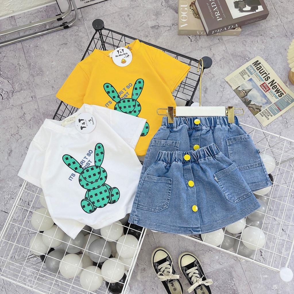 Bộ quần áo hè, set áo cotton váy bò có quần bên trong thấm hút mồ hôi. Hàng may kỹ