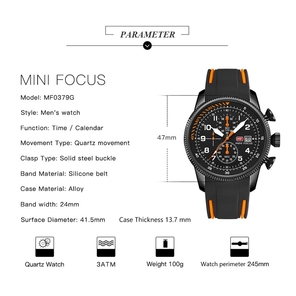 Đồng hồ đeo tay MINI FOCUS có con trỏ dạ quang chống thấm nước