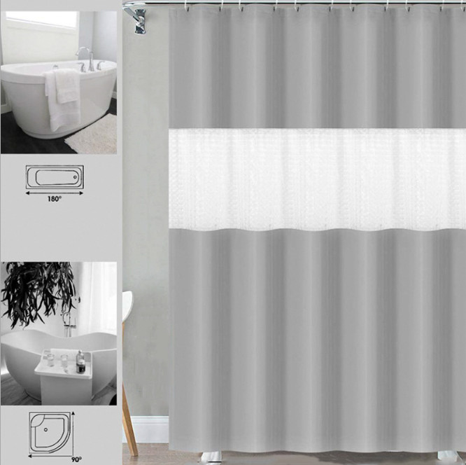 Rèm phòng tắm cao cấp 3D 180x200cm (Xám)