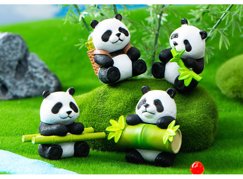 Mô Hình Gấu Trúc Mimi Bộ 8 Trang Trí Decord Ô tô Bánh Kem Tiểu Cảnh_ Hàng chính hãng
