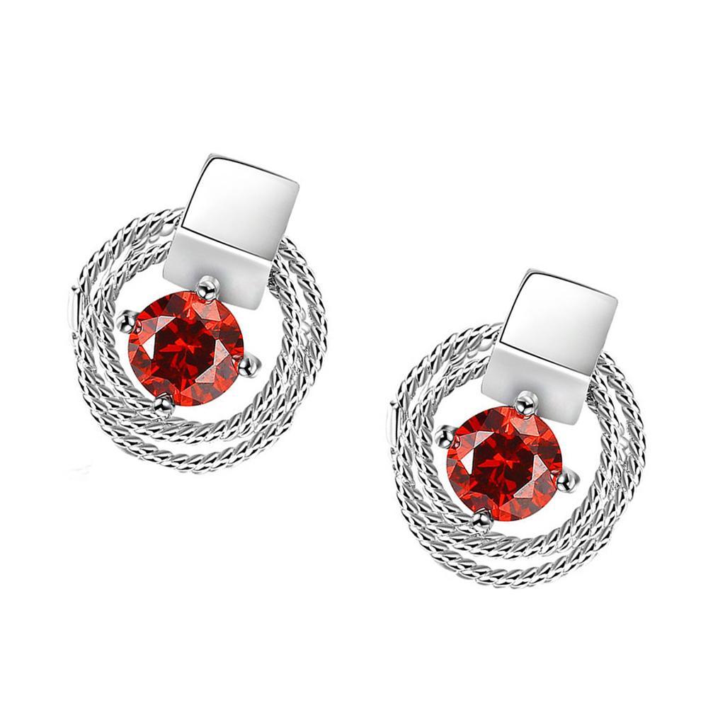 Vintage White Gold Round Red Zircon Fashion