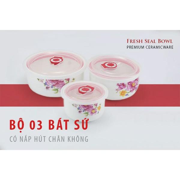 BỘ 3 THỐ SỨ CÓ NẮP HÚT CHÂN KHÔNG