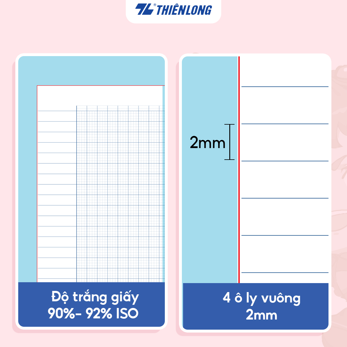 Combo 5/10 Tập học sinh Thiên Long 96 trang 4 ô ly vuông 2mm 100gsm TP-NB061/AK - Vở học sinh Akooland dày, thiết kế đẹp