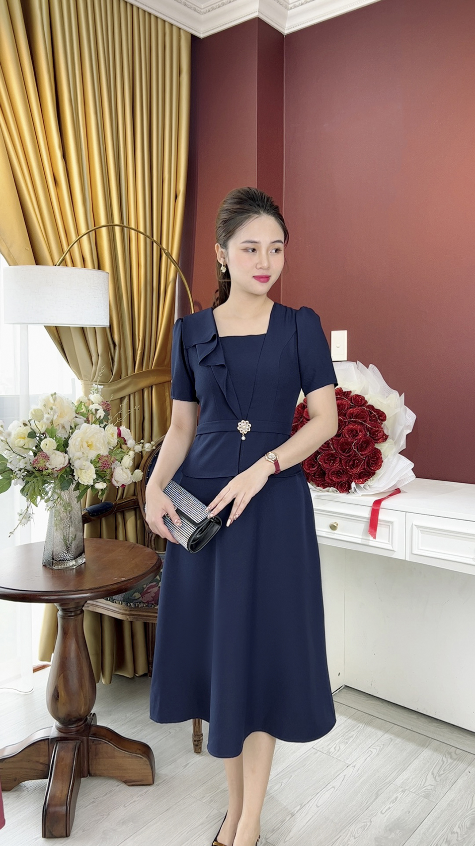 Đầm Trung Niên [ Linh Trà ] (TM 994) Trẻ Trung Thiết Kế Trang Nhã Thanh Lịch Bigsize Đi Làm Đi Tiệc Cho Bà Cho Mẹ U50