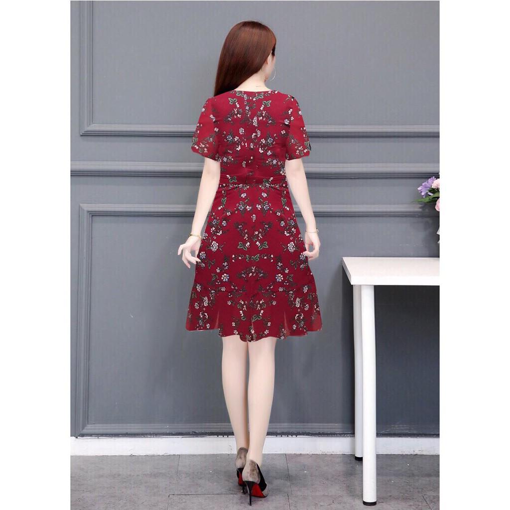 Đầm Váy Nữ Sang Trọng Cổ Chữ V - Hoa Nhỏ