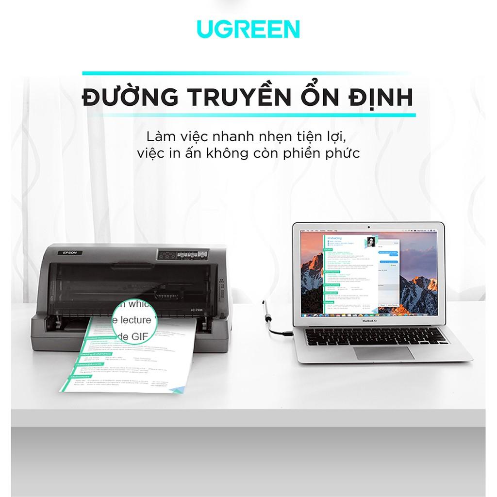 Dây máy in mạ vàng USB 2.0 chuẩn A đực sang chuẩn B đực dài 3M UGREEN US135 10351 (đen) - Hàng chính hãng