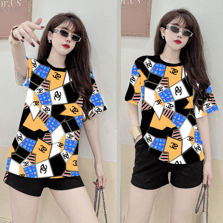 Đồ bộ thun cotton đùi họa tiết phối màu kí tự