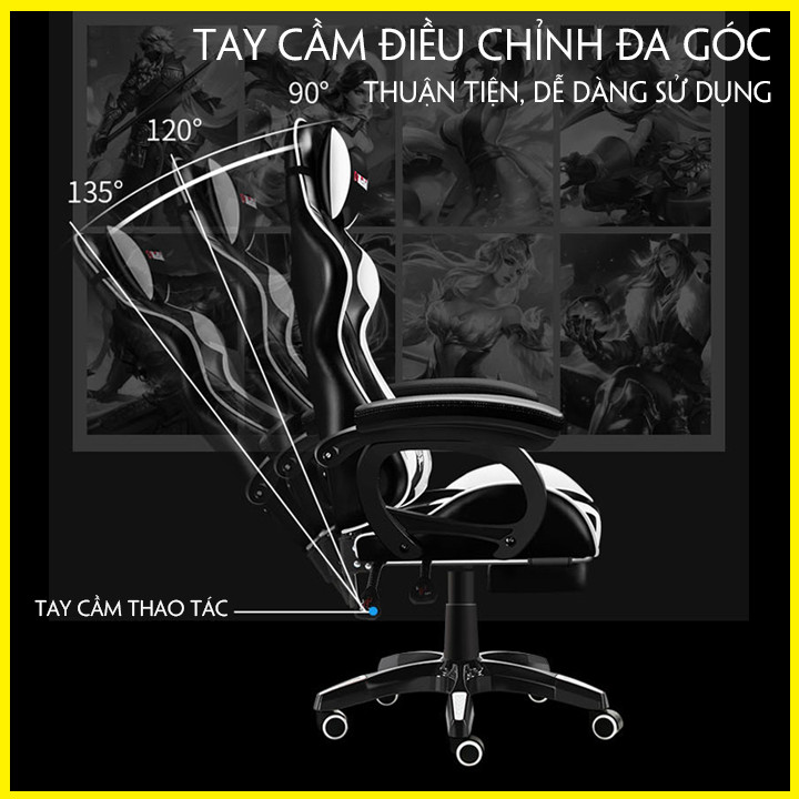 Ghế Game. Ghế Máy Tính. Ghế Gaming - Có Massage 220V - Phong Cách Thể Thao