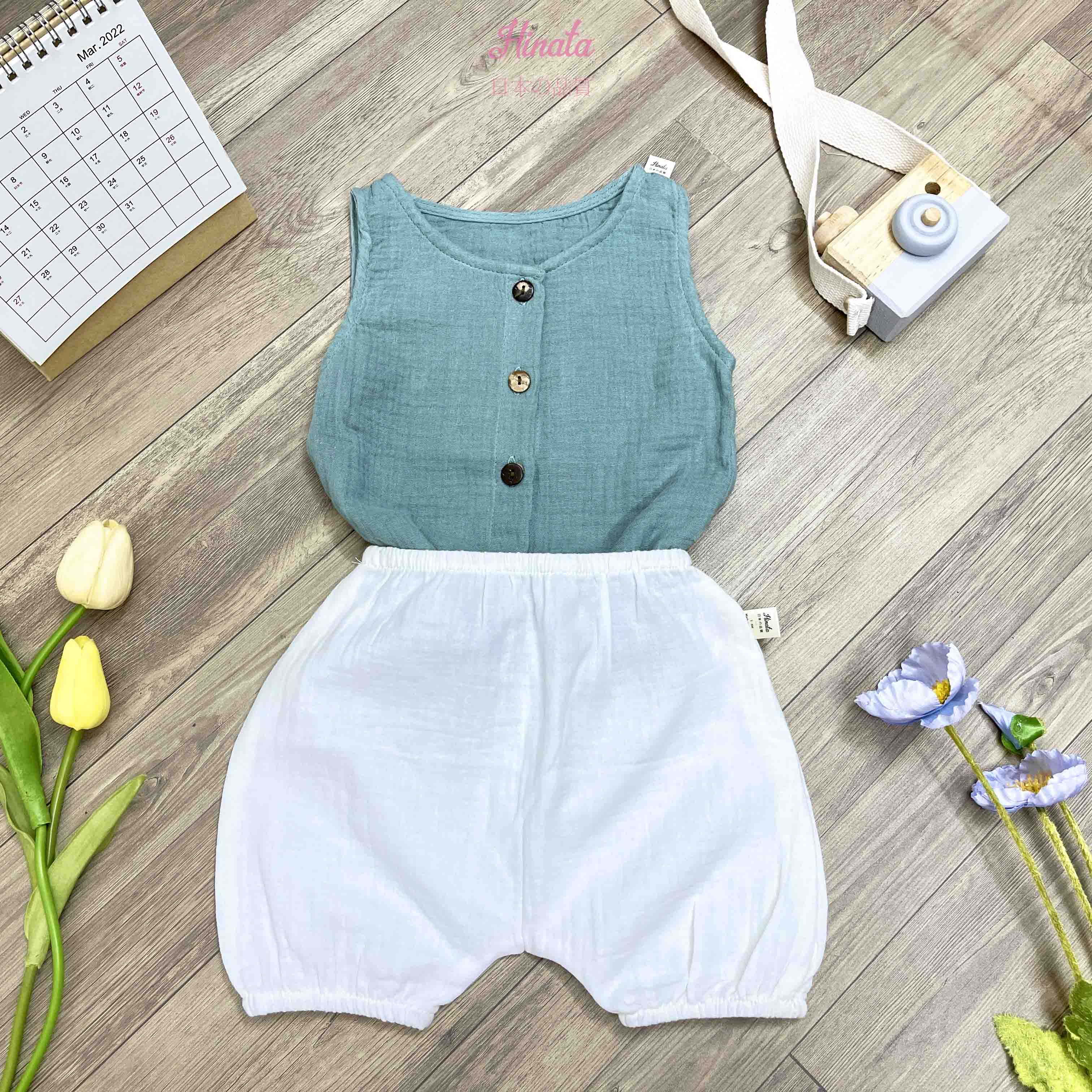 Set Muslin cọc tay Unisex cho bé HINATA - Đạt tiêu chuẩn Oeko-Tex Standard 100 BF57