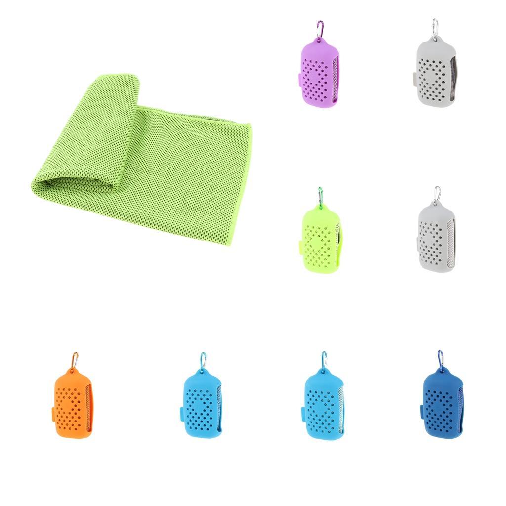 Outdoor Sports Instant Cooling Towel Cool Down Heat Relief Towel Neck Ice Cool Scarf Headband with Hanging Buckle and Storage Bag