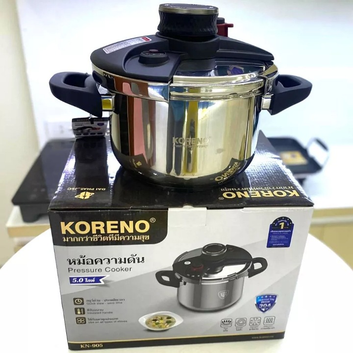 Nồi áp suất Inox 5L Koreno nấu bếp từ bếp ga thiết kế 3 van an toàn bảo hành 12 tháng