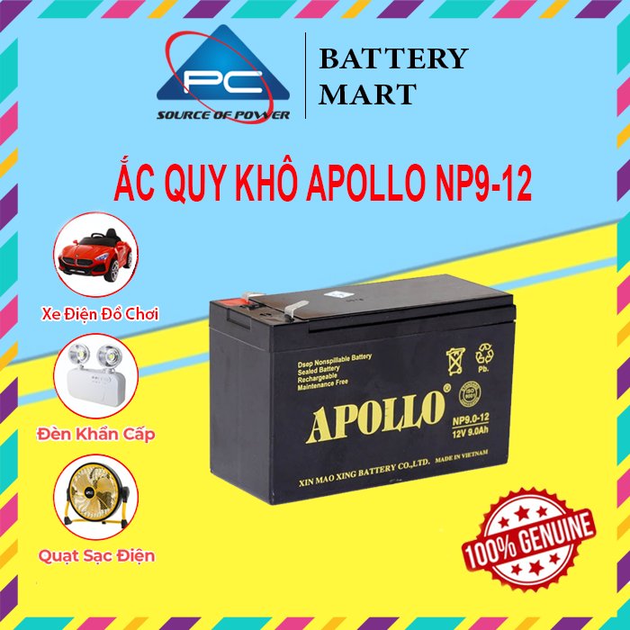 Ắc Quy Apollo NP9-12  12V-9AH, dùng cho xe điện trẻ em ,UPS, loa kéo...