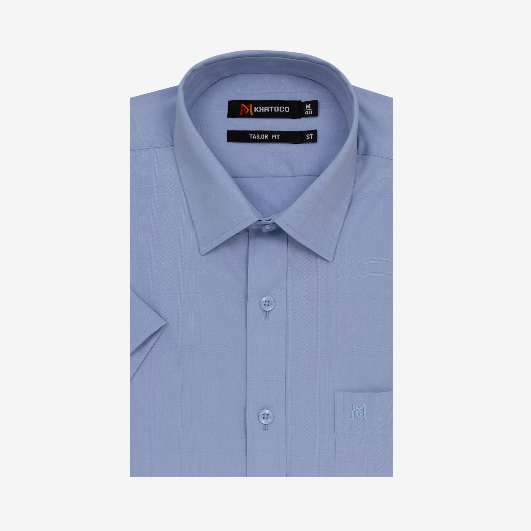 Áo sơ mi nam KHATOCO Tailor Fit ngắn tay A1MN498T2-CNCR740-2703-N