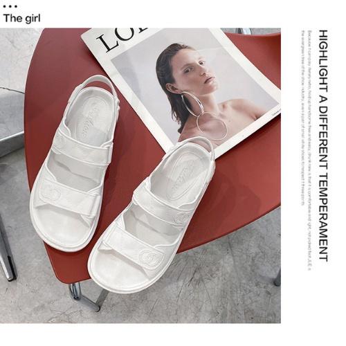 Dép Sandal Nữ Quai Hậu, Kiểu Dáng Ulzzang Thời Trang 2 Mầu Đen - Trắng Đi Học, Đi Chơi